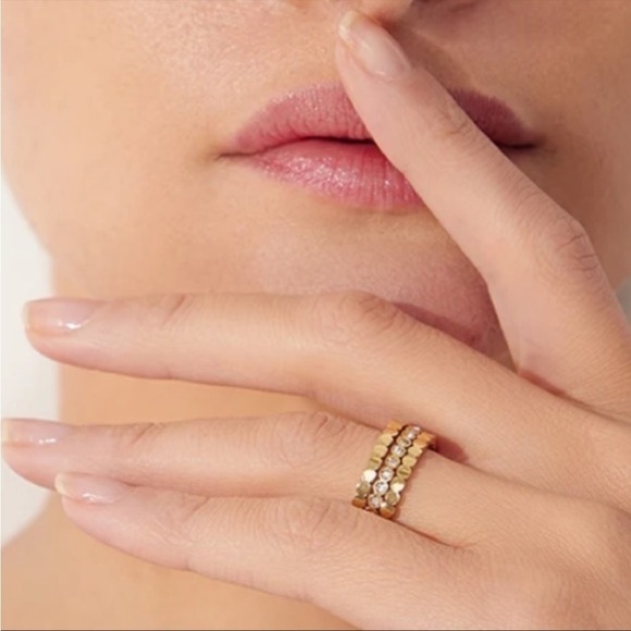 New 18k Gold Plated Royal Crown CZ Stackable Ring Set - Picture 1 of 14